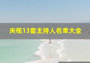 央视13套主持人名单大全