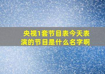 央视1套节目表今天表演的节目是什么名字啊