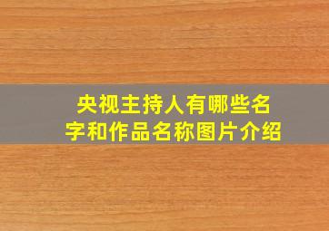 央视主持人有哪些名字和作品名称图片介绍