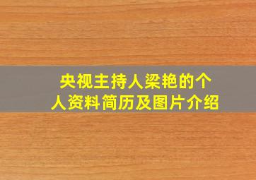 央视主持人梁艳的个人资料简历及图片介绍