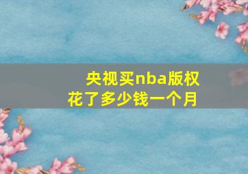 央视买nba版权花了多少钱一个月