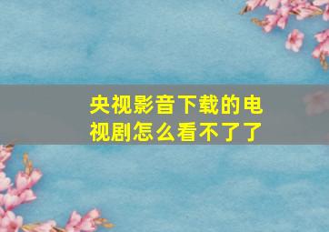 央视影音下载的电视剧怎么看不了了