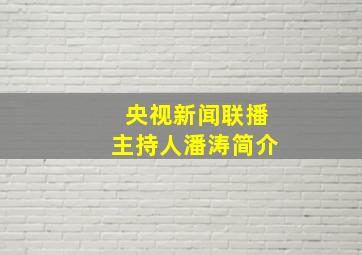 央视新闻联播主持人潘涛简介