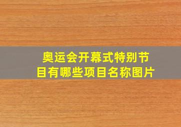 奥运会开幕式特别节目有哪些项目名称图片