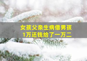 女孩父亲生病借男孩1万还钱给了一万二