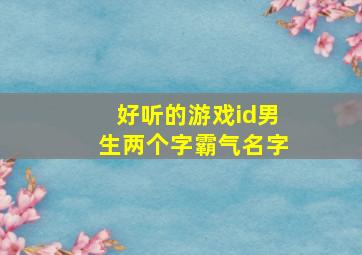 好听的游戏id男生两个字霸气名字