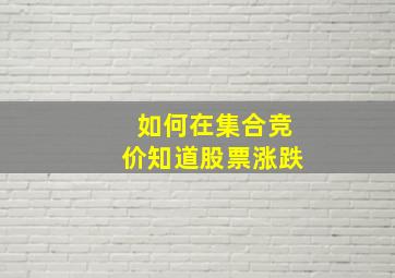 如何在集合竞价知道股票涨跌