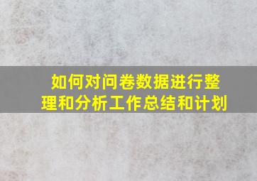 如何对问卷数据进行整理和分析工作总结和计划