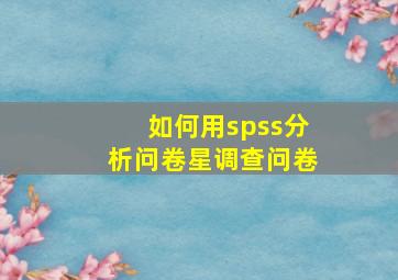 如何用spss分析问卷星调查问卷