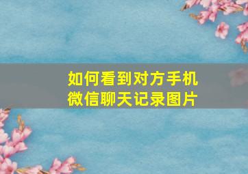 如何看到对方手机微信聊天记录图片