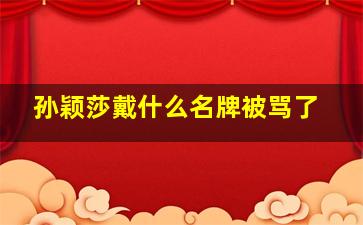 孙颖莎戴什么名牌被骂了