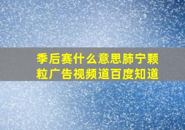 季后赛什么意思肺宁颗粒广告视频道百度知道