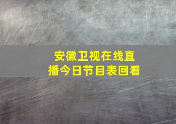 安徽卫视在线直播今日节目表回看