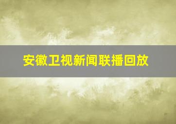 安徽卫视新闻联播回放