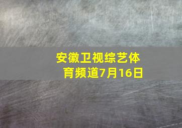 安徽卫视综艺体育频道7月16日