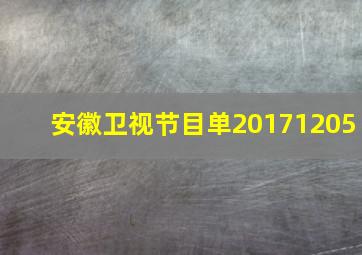 安徽卫视节目单20171205