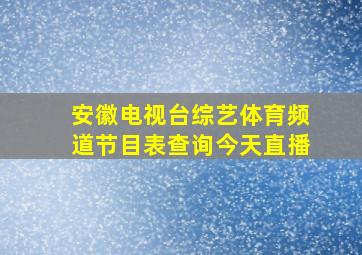 安徽电视台综艺体育频道节目表查询今天直播