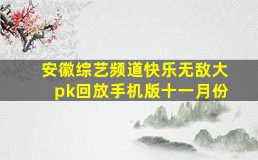 安徽综艺频道快乐无敌大pk回放手机版十一月份