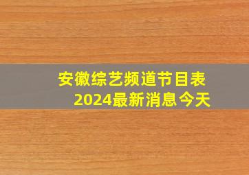 安徽综艺频道节目表2024最新消息今天