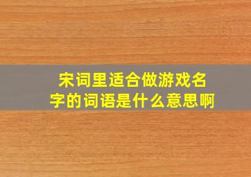 宋词里适合做游戏名字的词语是什么意思啊