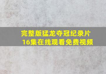 完整版猛龙夺冠纪录片16集在线观看免费视频