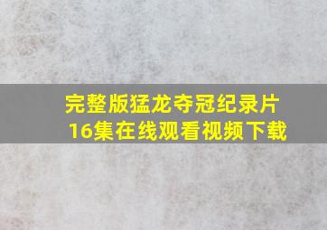 完整版猛龙夺冠纪录片16集在线观看视频下载