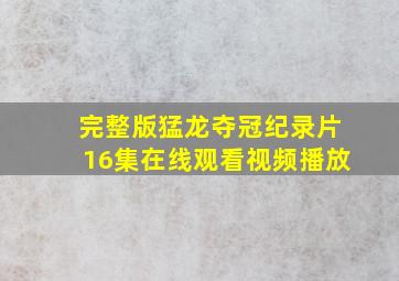 完整版猛龙夺冠纪录片16集在线观看视频播放