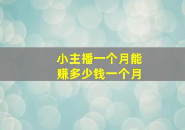 小主播一个月能赚多少钱一个月