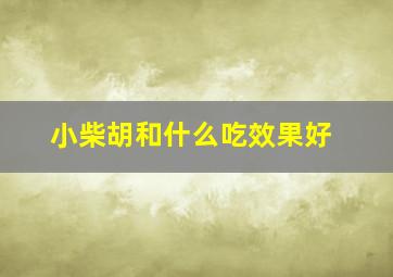 小柴胡和什么吃效果好