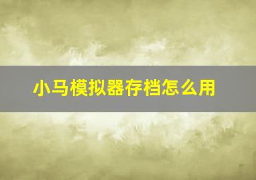 小马模拟器存档怎么用