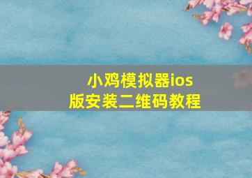 小鸡模拟器ios版安装二维码教程