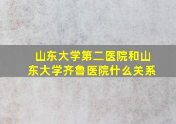 山东大学第二医院和山东大学齐鲁医院什么关系