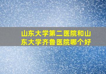 山东大学第二医院和山东大学齐鲁医院哪个好