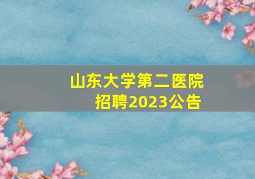 山东大学第二医院招聘2023公告