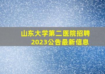 山东大学第二医院招聘2023公告最新信息