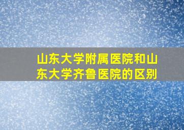 山东大学附属医院和山东大学齐鲁医院的区别