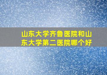 山东大学齐鲁医院和山东大学第二医院哪个好