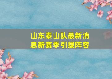 山东泰山队最新消息新赛季引援阵容