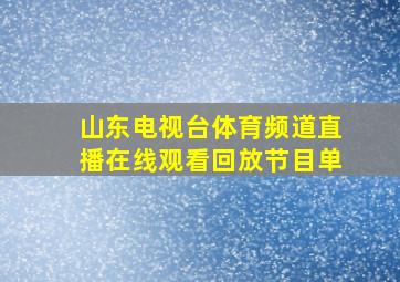 山东电视台体育频道直播在线观看回放节目单