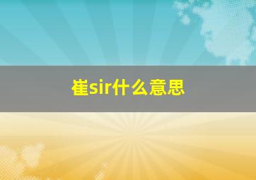 崔sir什么意思