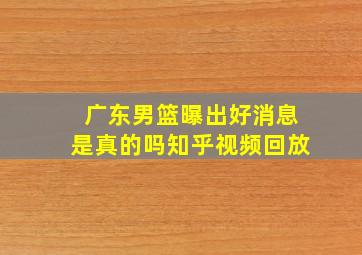 广东男篮曝出好消息是真的吗知乎视频回放