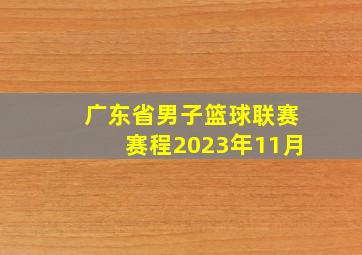 广东省男子篮球联赛赛程2023年11月