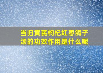 当归黄芪枸杞红枣鸽子汤的功效作用是什么呢