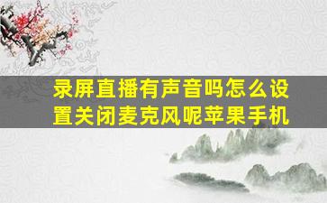 录屏直播有声音吗怎么设置关闭麦克风呢苹果手机