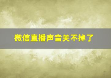 微信直播声音关不掉了