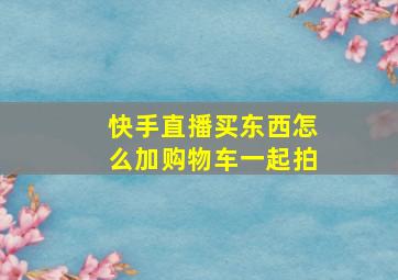 快手直播买东西怎么加购物车一起拍