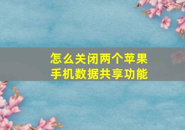 怎么关闭两个苹果手机数据共享功能