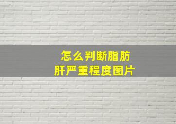 怎么判断脂肪肝严重程度图片