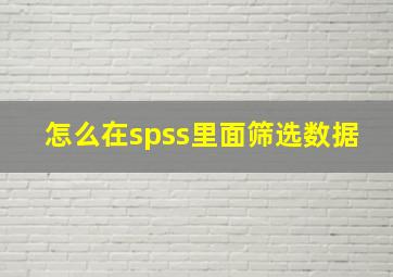 怎么在spss里面筛选数据