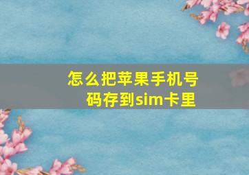 怎么把苹果手机号码存到sim卡里